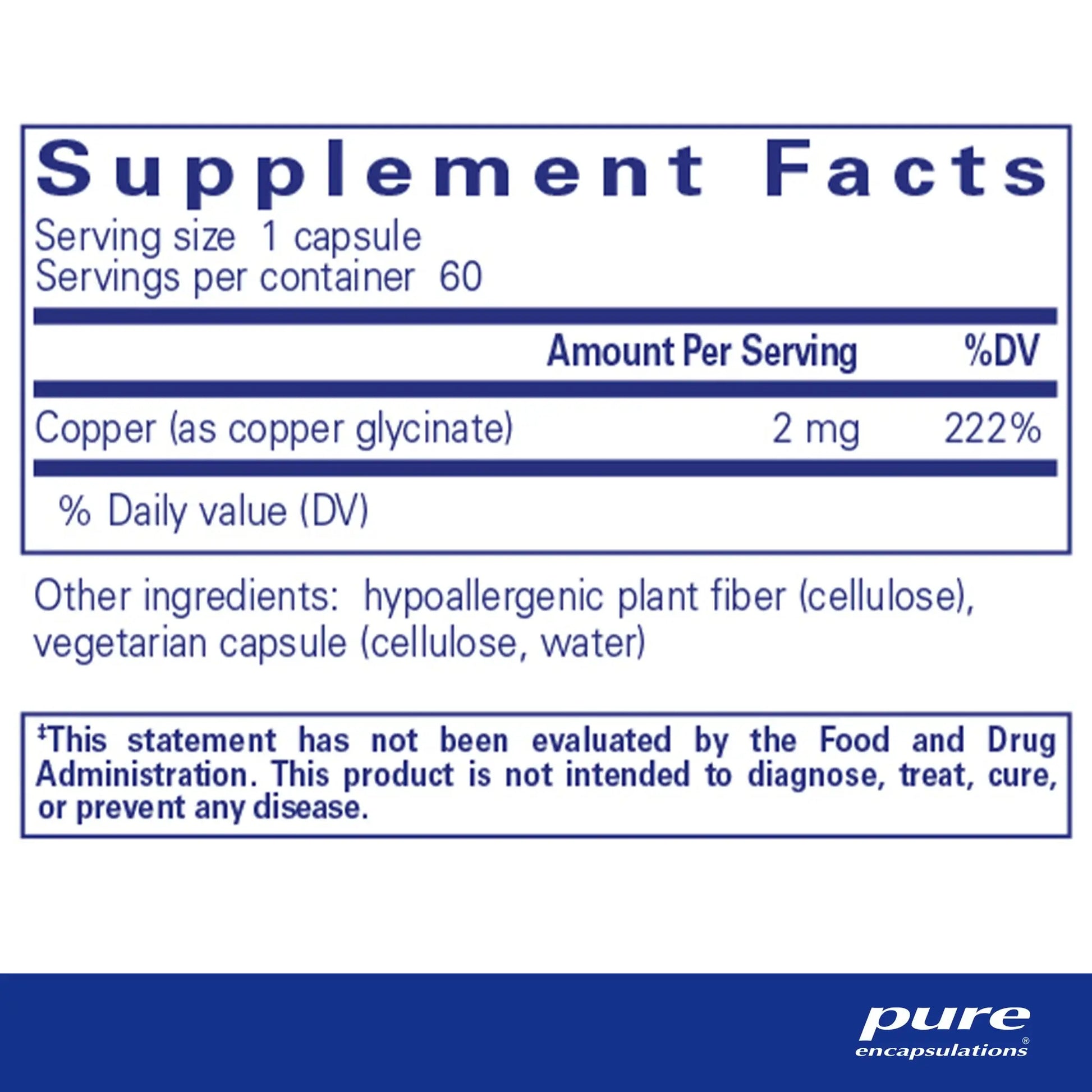 Pure Encapsulations Copper (glycinate) Capsules 3