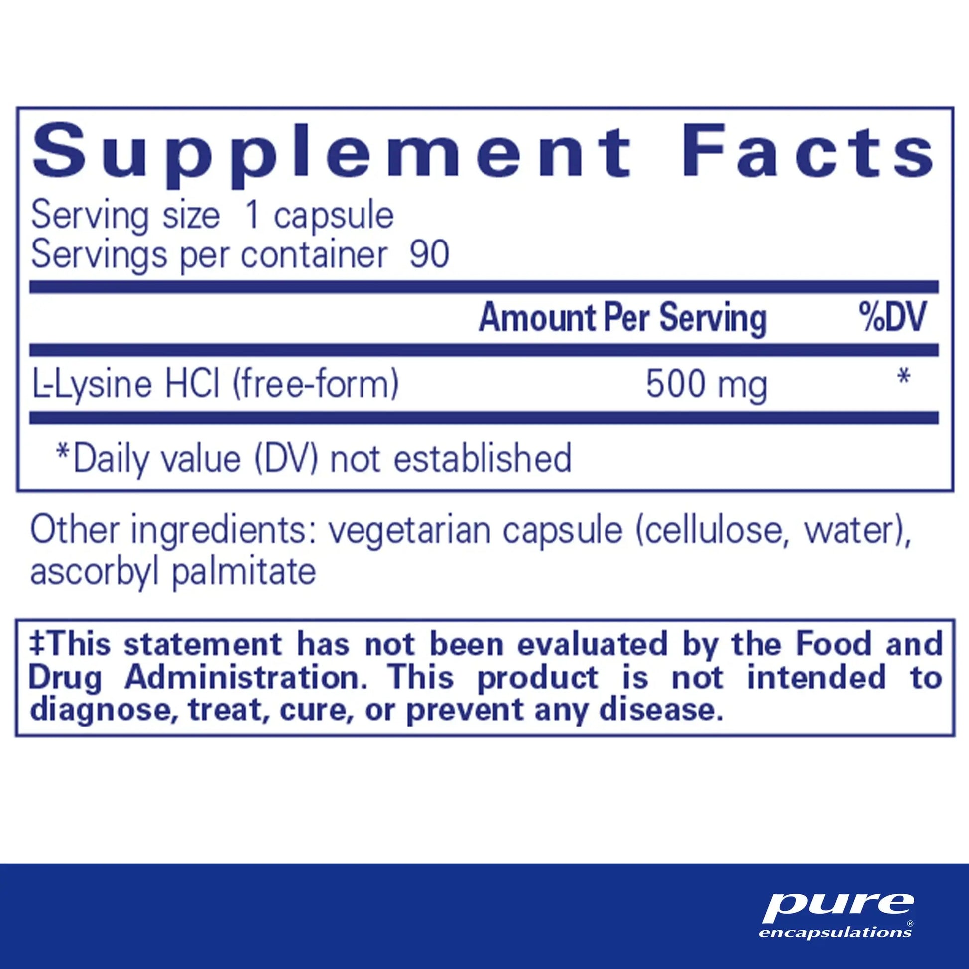 Pure Encapsulations L-Lysine Capsules