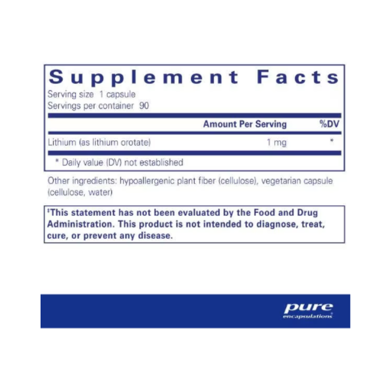 Pure Encapsulations Lithium (Orotate) 1mg Capsules 4