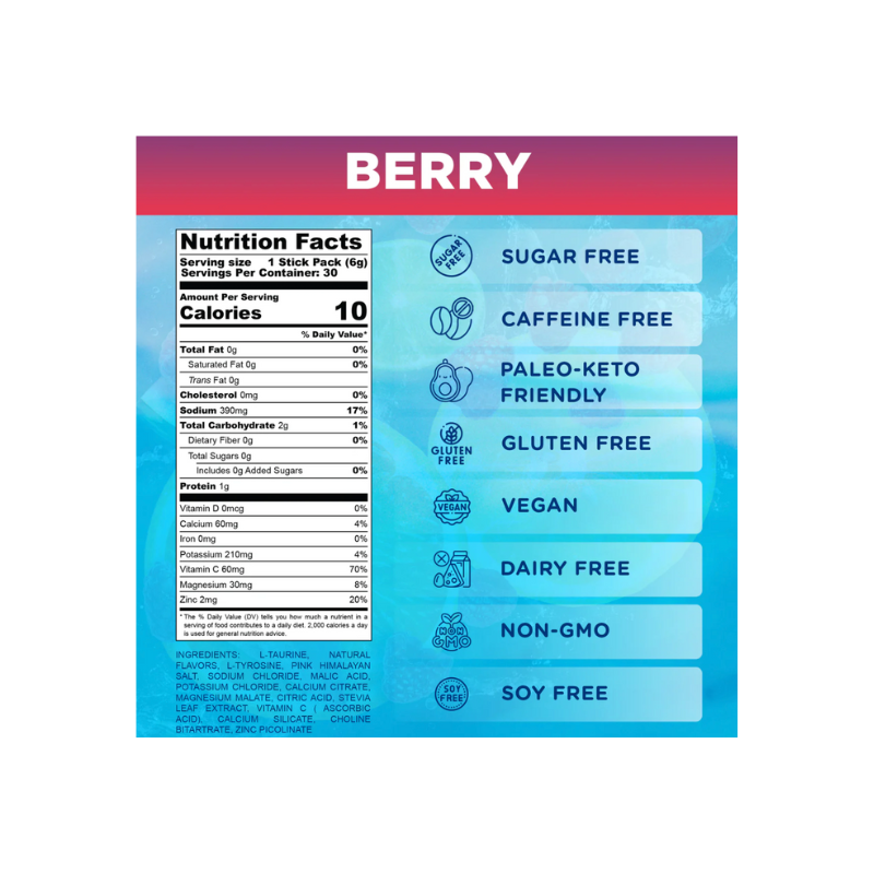 BrainTree Nutrition Brain Water Electrolytes - Berry Fusion 3
