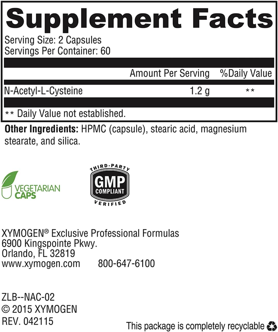 Xymogen NAC Capsules