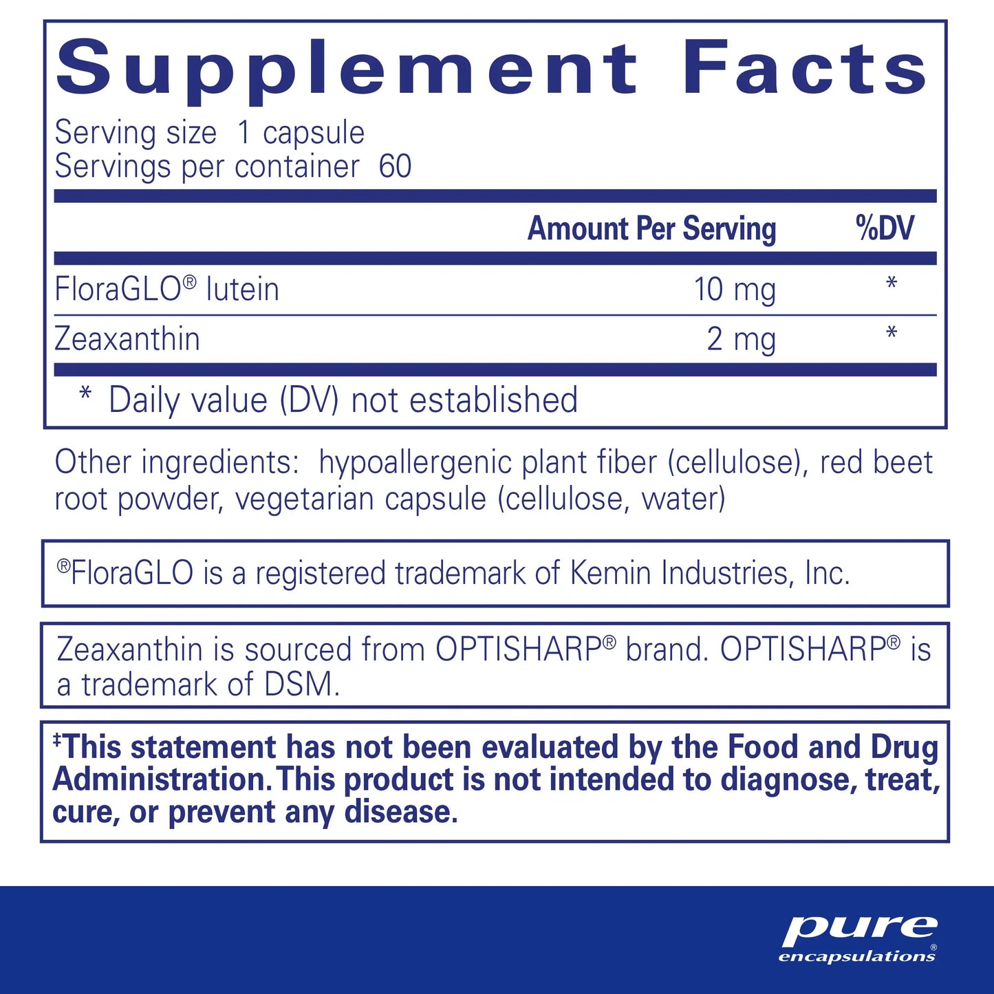 Pure Encapsulations Lutein/Zeaxanthin capsules