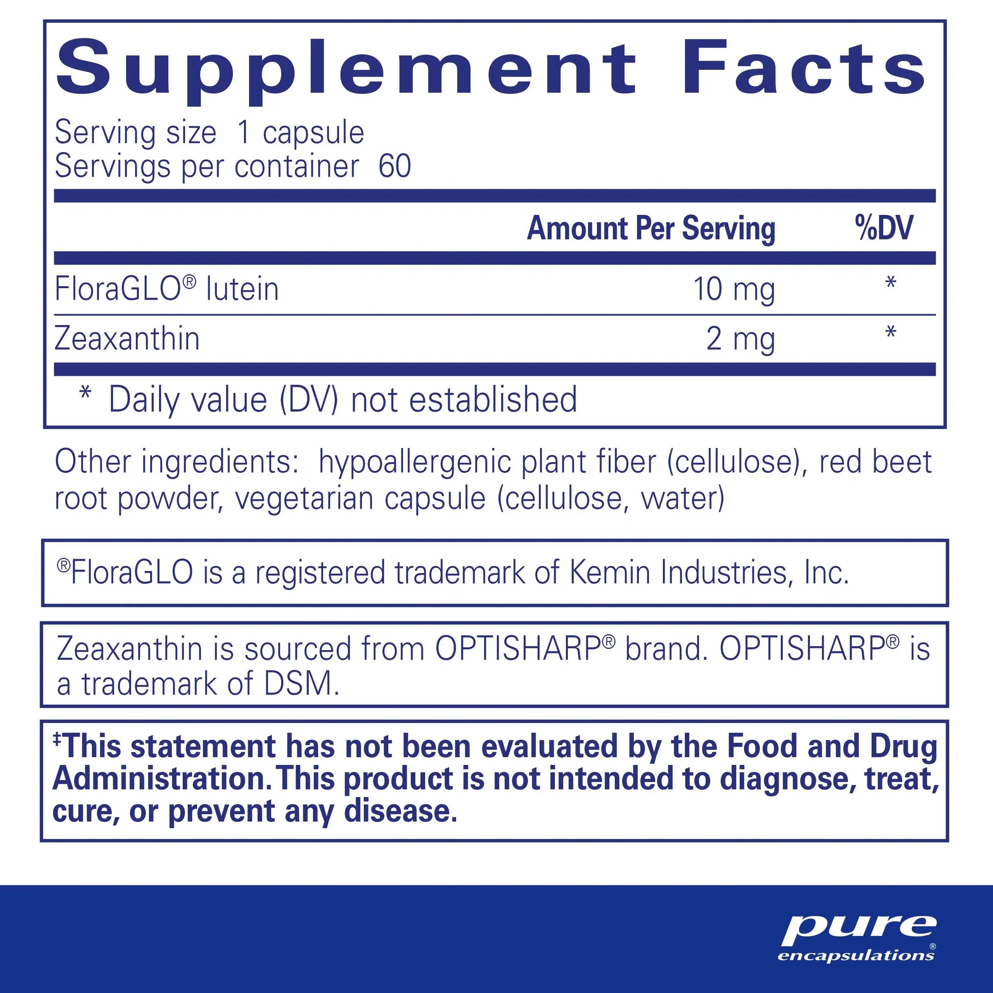Pure Encapsulations Lutein/Zeaxanthin capsules
