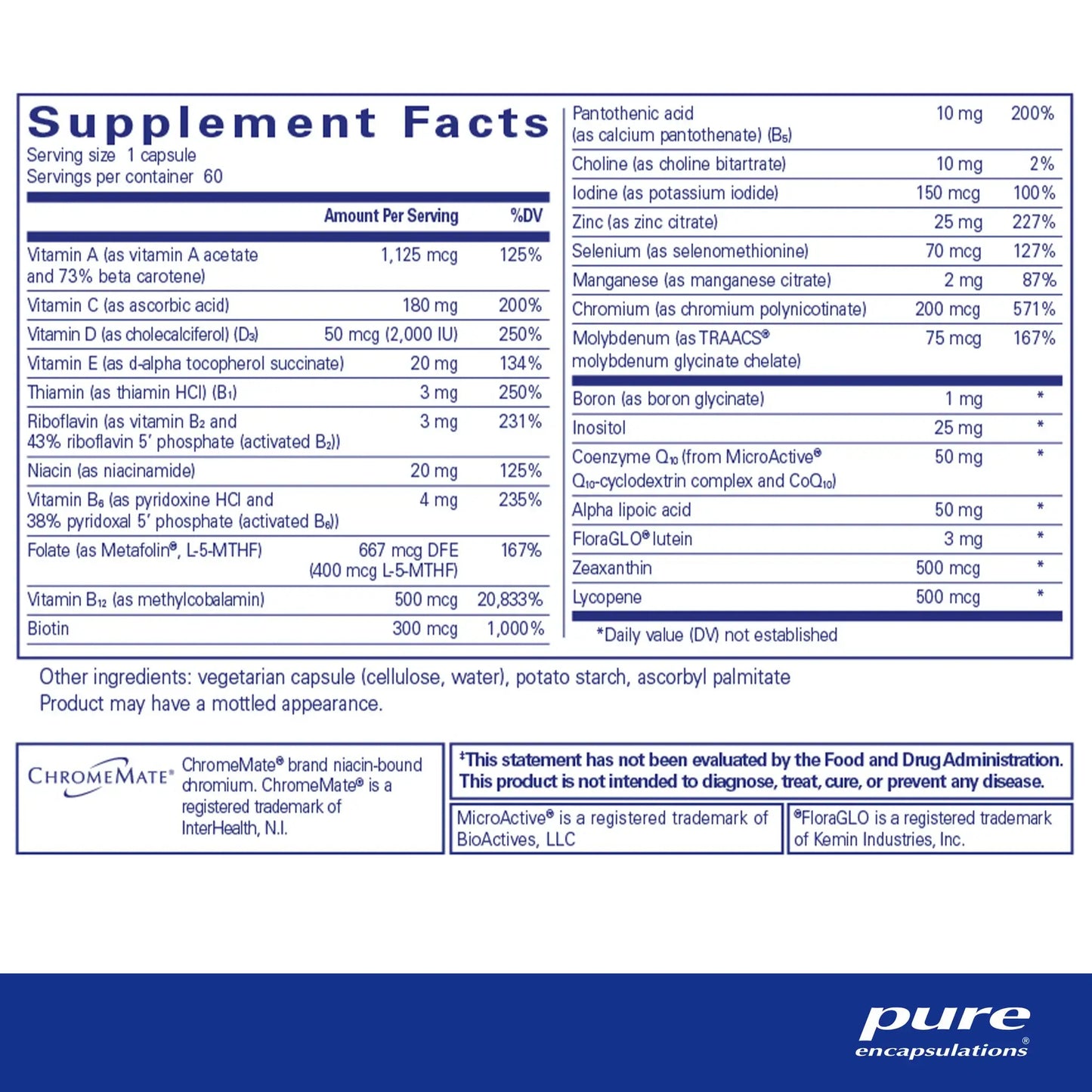 Pure Encapsulations ONE Multivitamin capsules