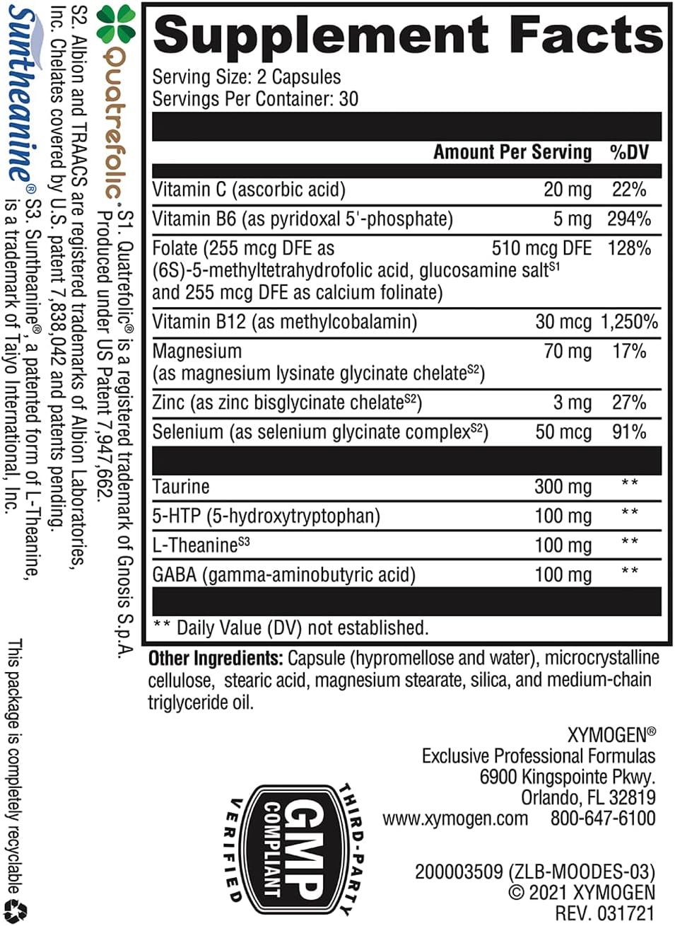 Xymogen Mood Food ES Capsules