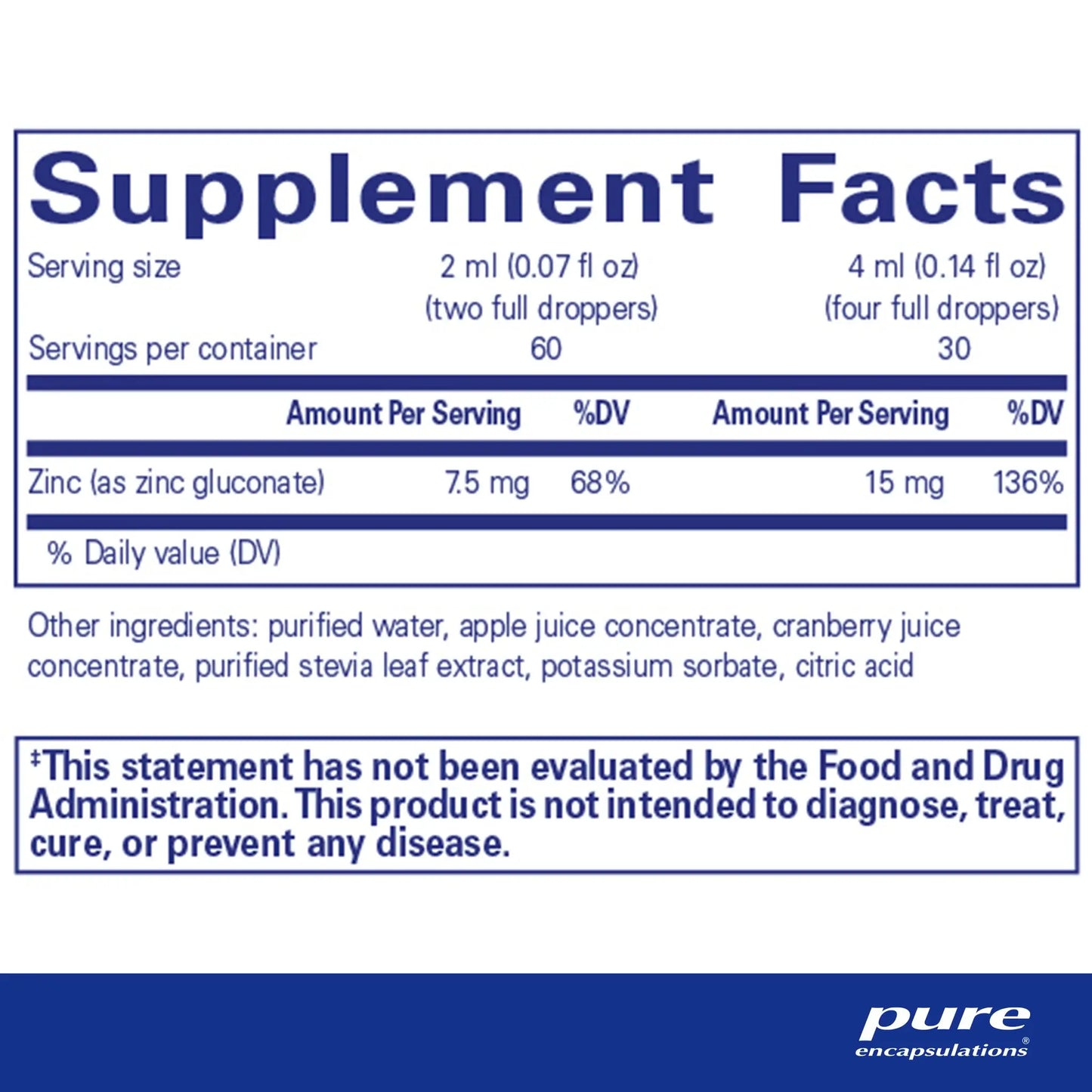 Pure Encapsulations Zinc Liquid 15mg