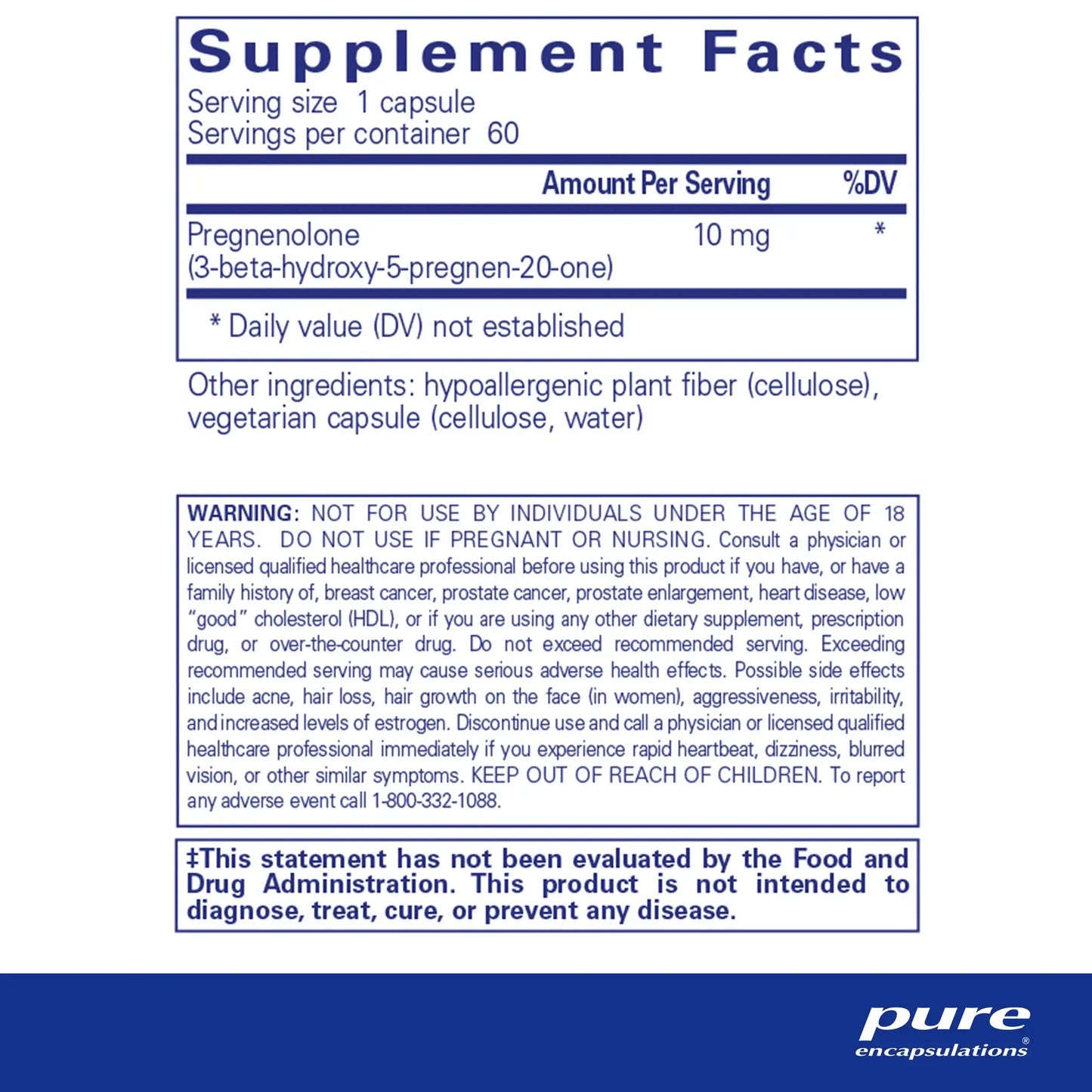 Pure Encapsulations Pregnenolone 10mg Capsules