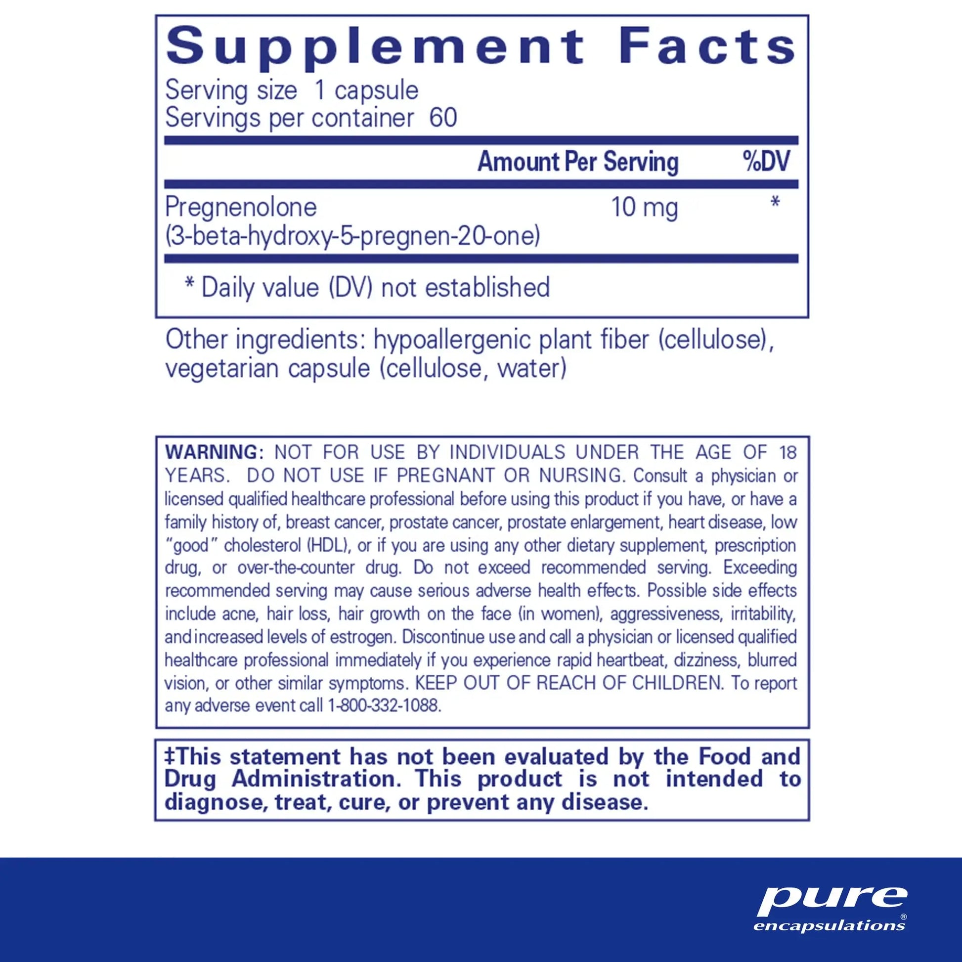Pure Encapsulations Pregnenolone 10mg Capsules