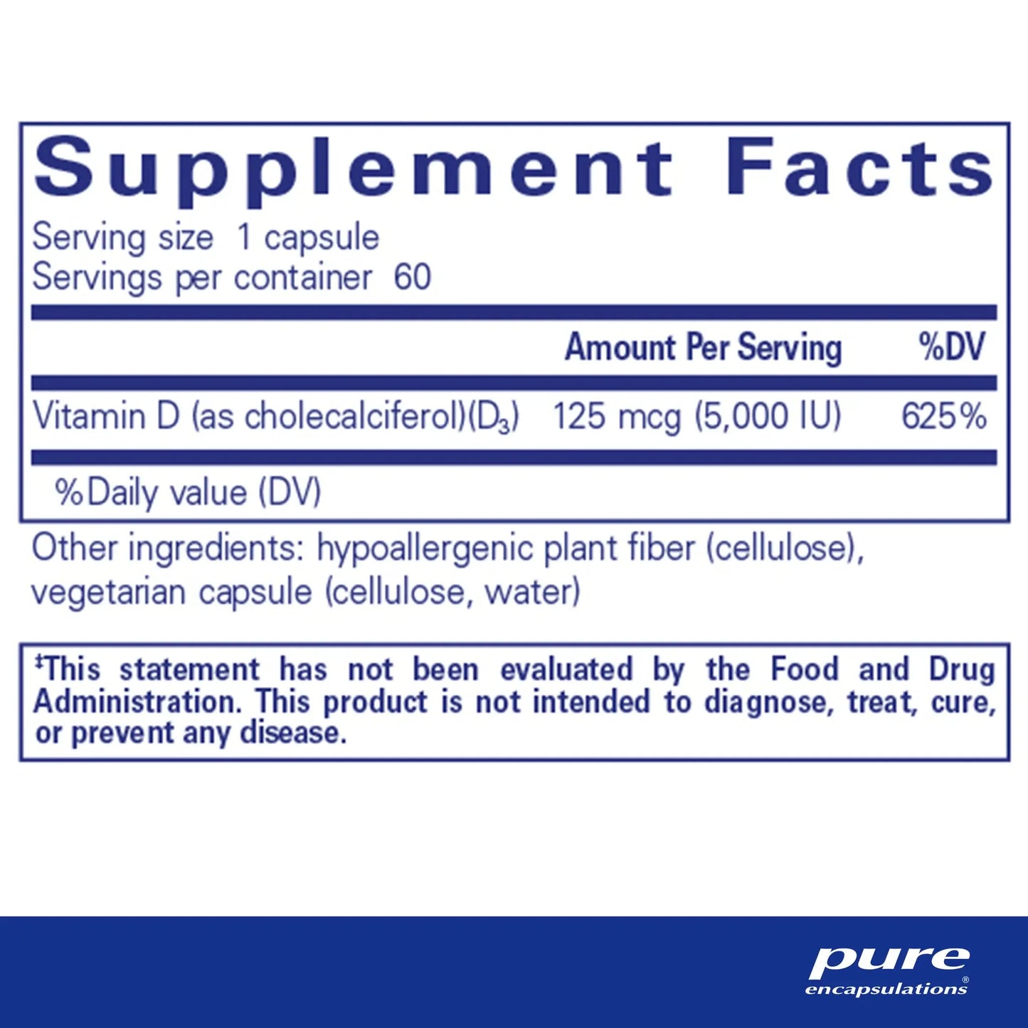 Pure Encapsulations Vitamin D3 125 mcg capsules