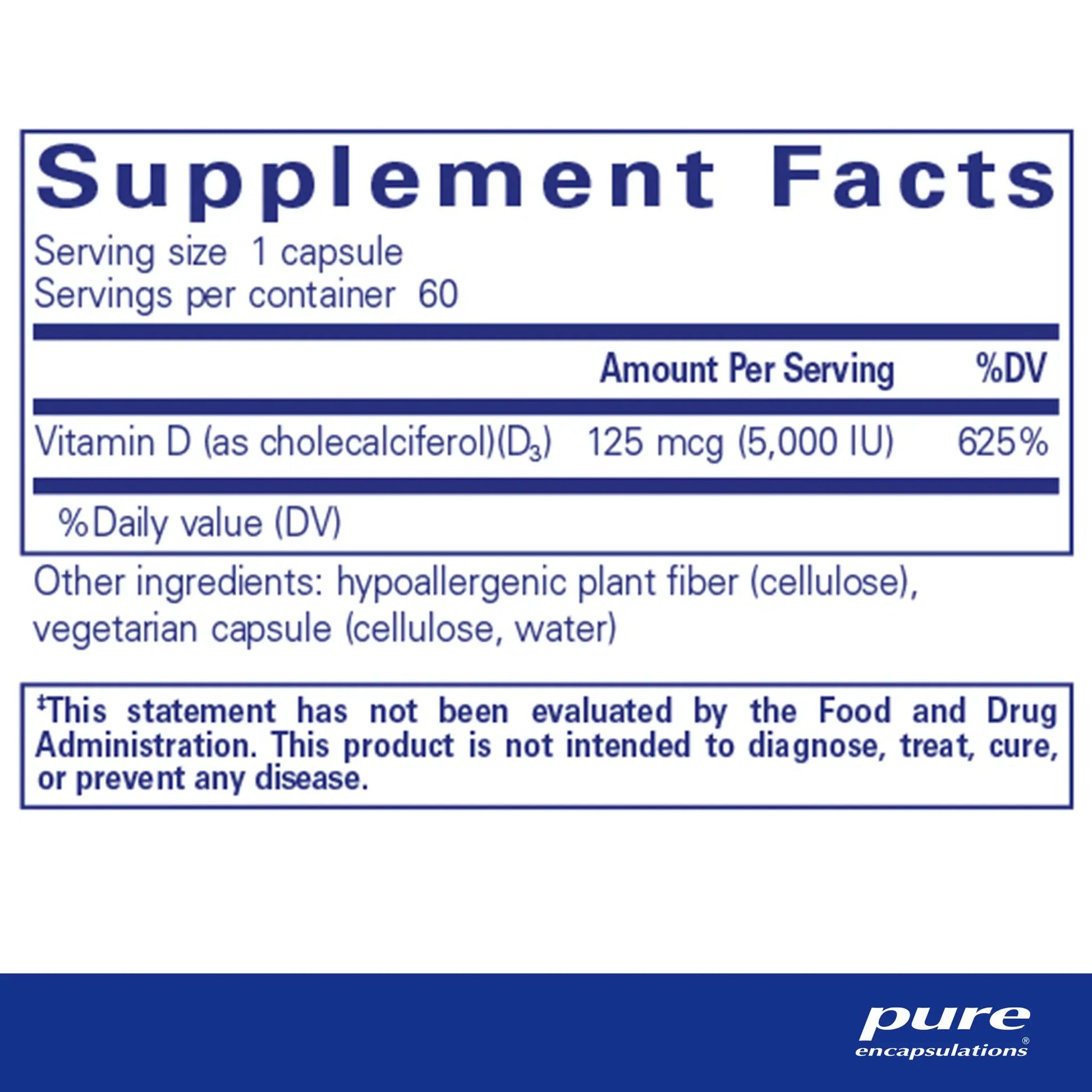Pure Encapsulations Vitamin D3 125 mcg capsules