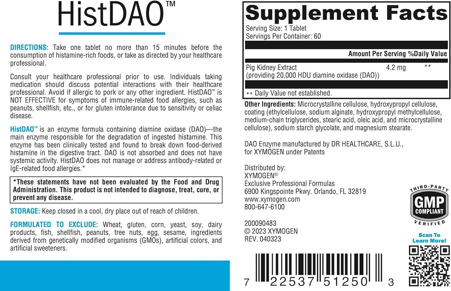 Xymogen HistDAO Tablets