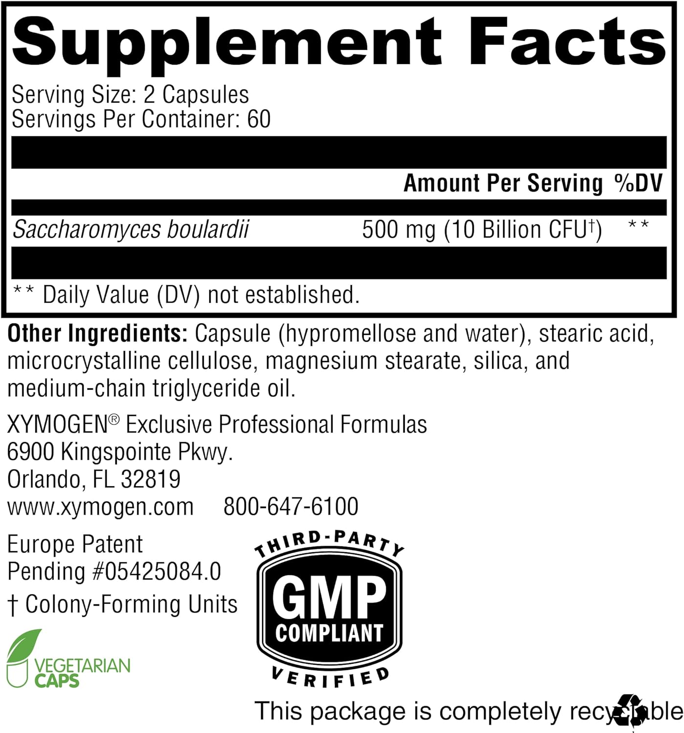 Xymogen Saccharomycin DF Capsules