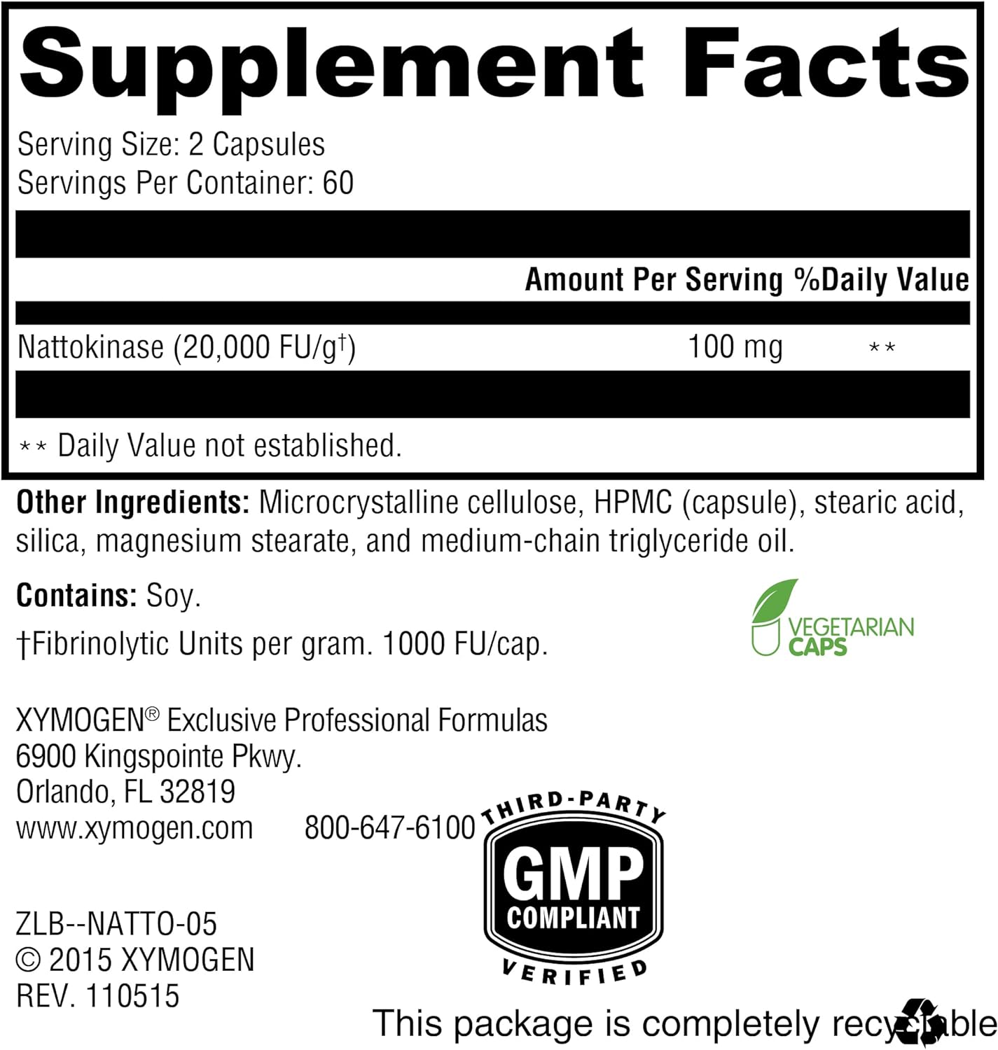 Xymogen Nattokinase Capsules