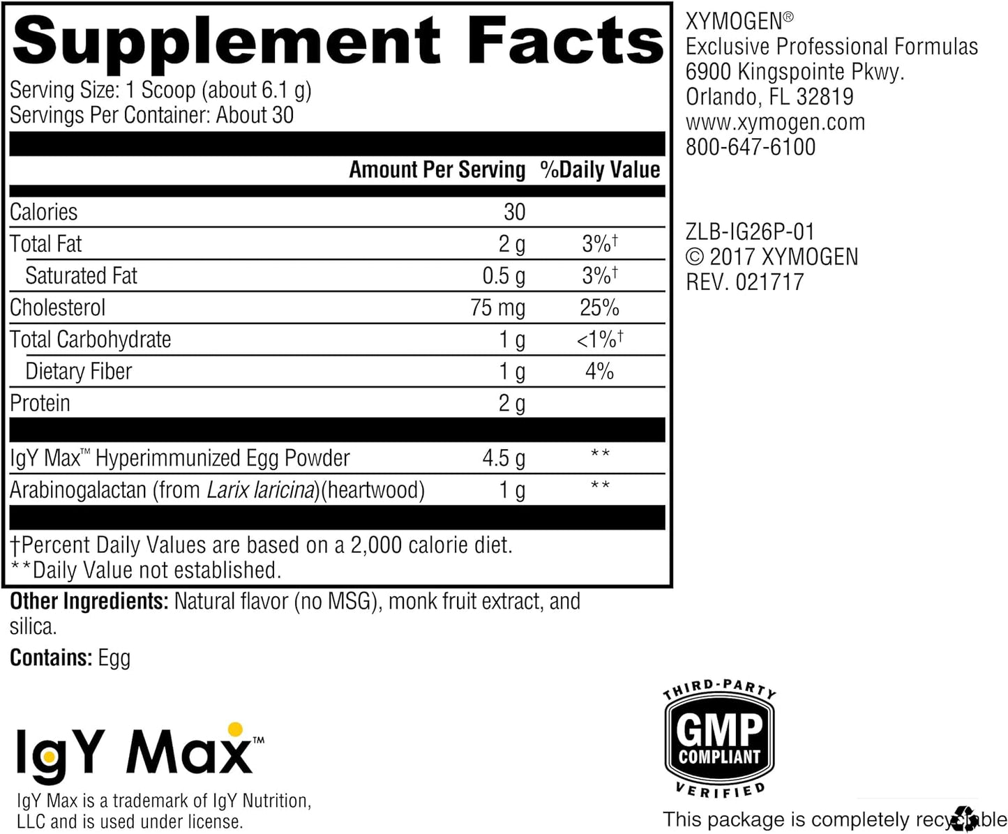Xymogen IG 26 Plus DF Powder