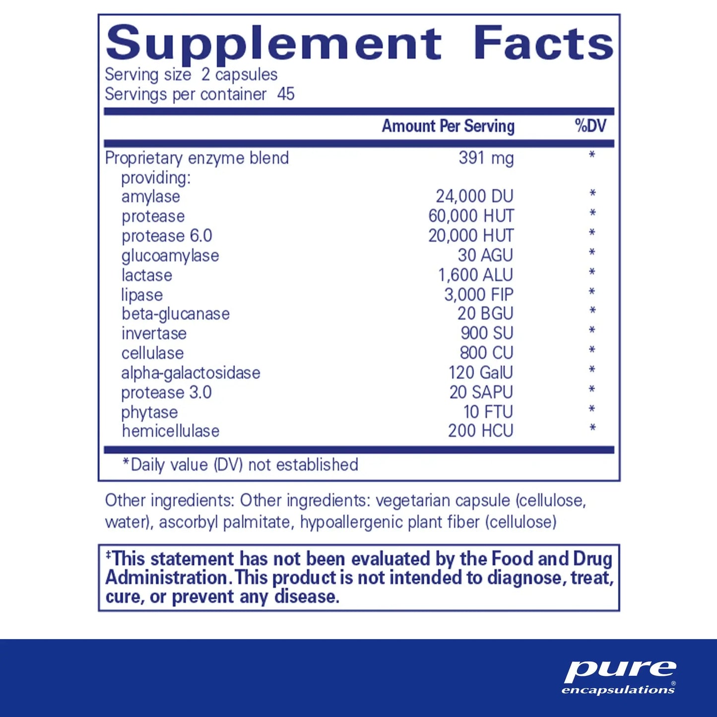 Pure Encapsuelations DIgestive Enzymes Ultra Capsules