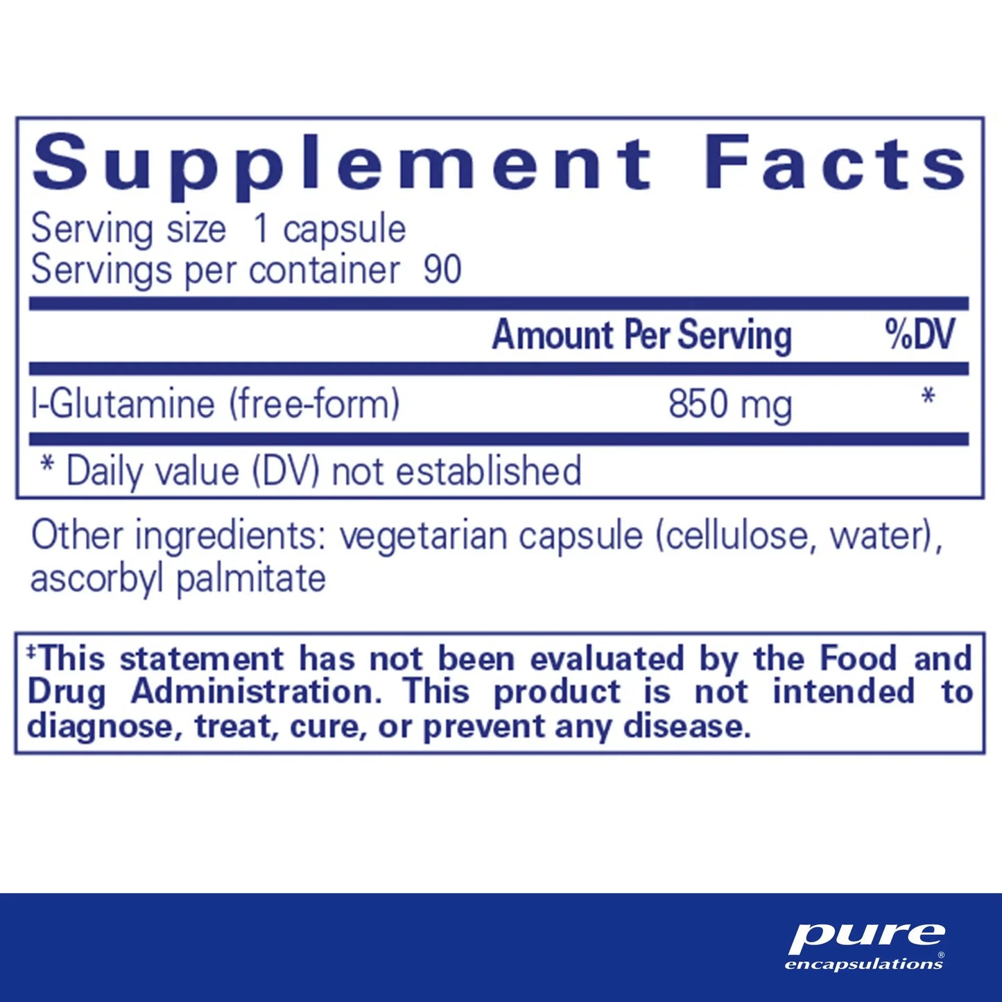Pure Encapsulations l-glutamine 850 capsules