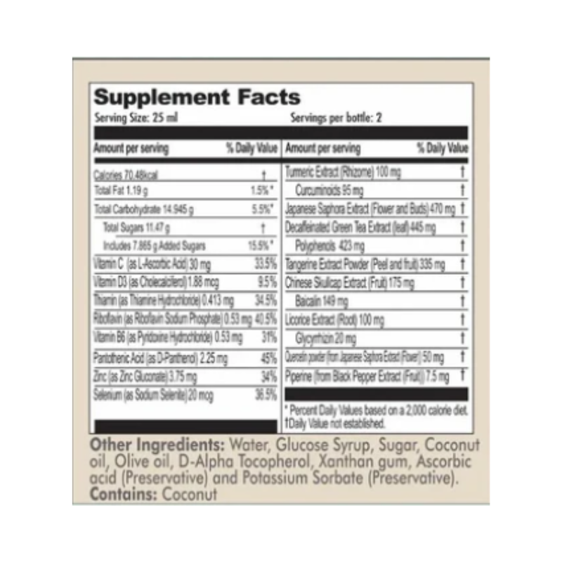 NuBioAge Advanced Vedicinals 9 Liquid ingredients