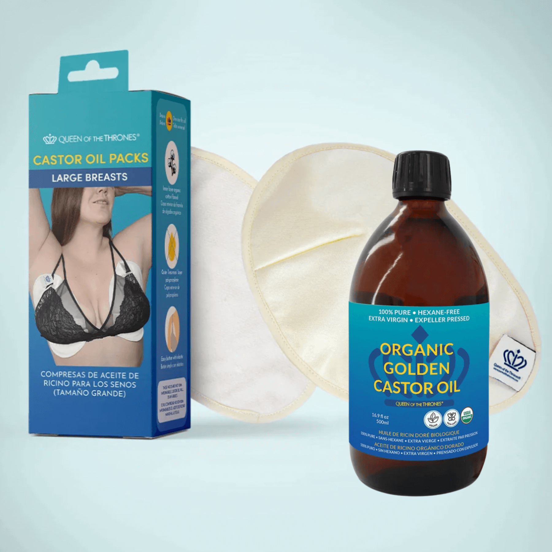 Queen of the Thrones Breast Pack + Organic Castor Oil Bundle