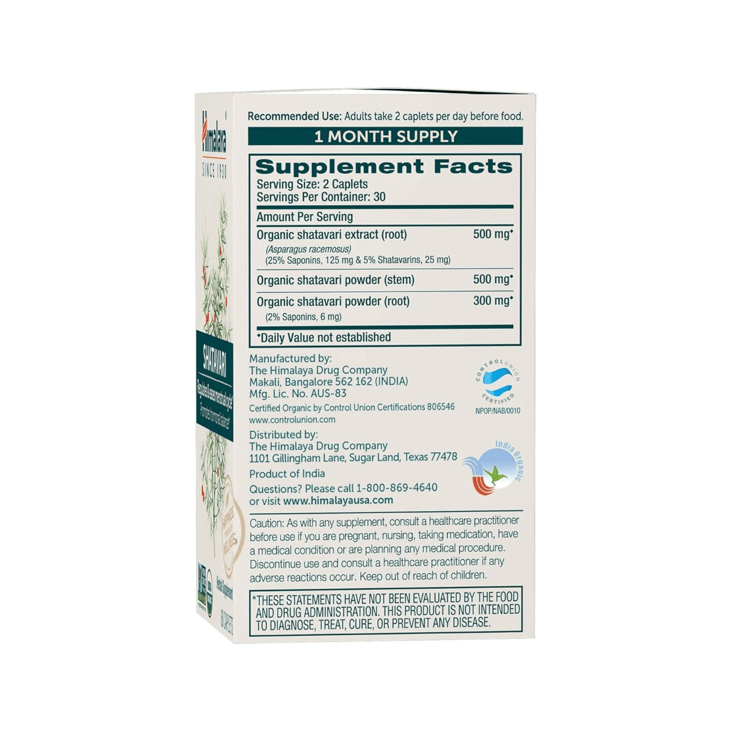 Himalaya Organic Shatavari Caplets 2