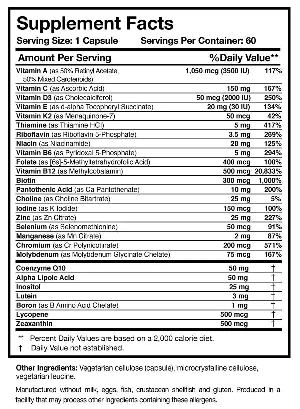 Researched Nutritionals Physician's Daily Multivitamin + D3 Capsules 4