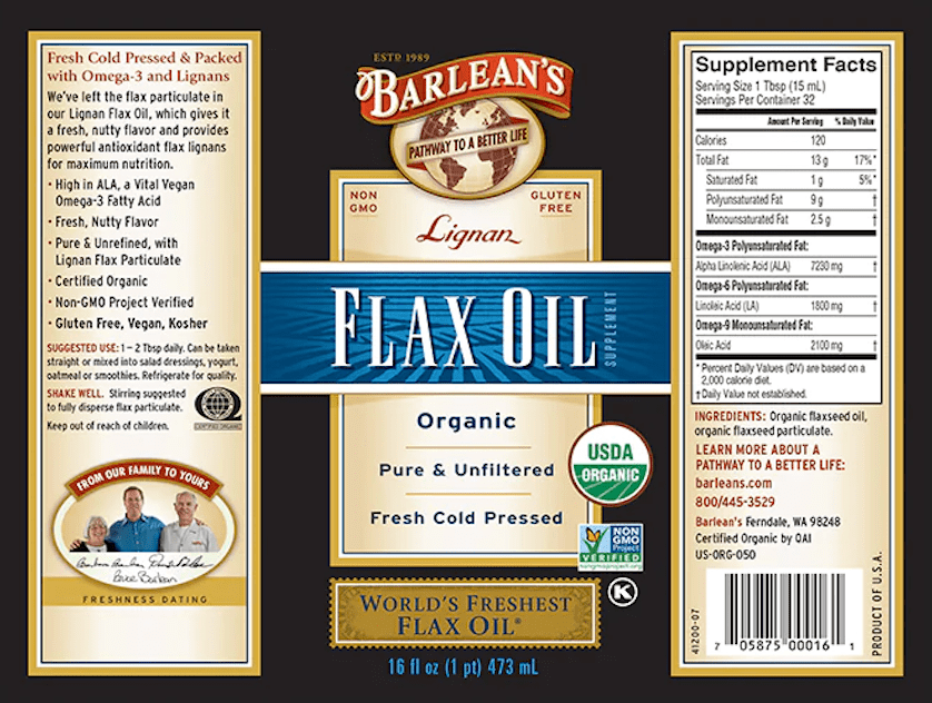 Barlean's Lignan Flax Oil 4