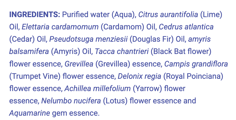 LotusWei Truth Teller Aura Mist Ingredients
