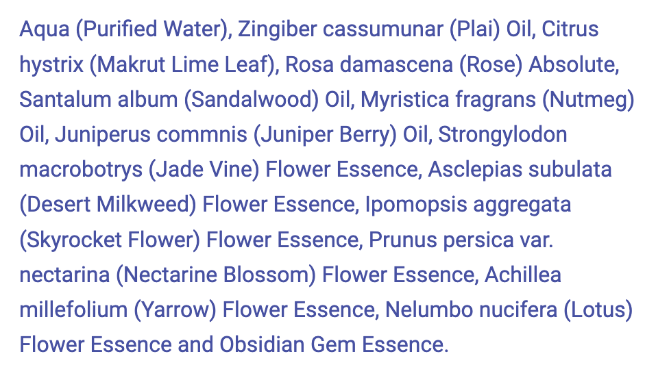 LotusWei Luminous Chi Aura Mist Ingredients