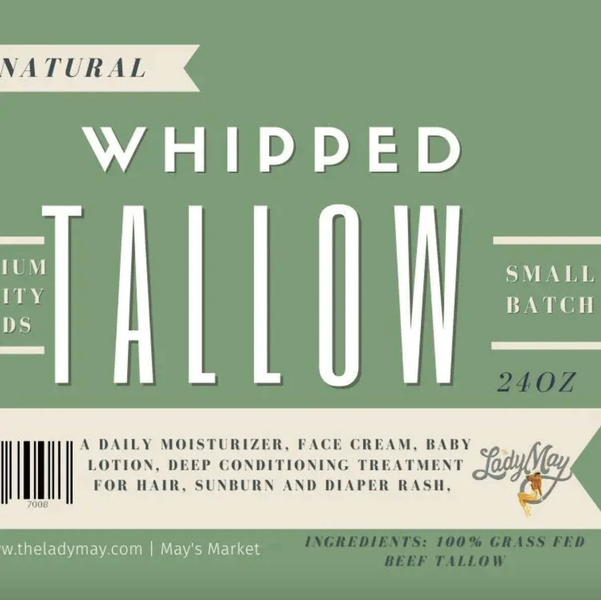 LadyMay Unscented Whipped Tallow