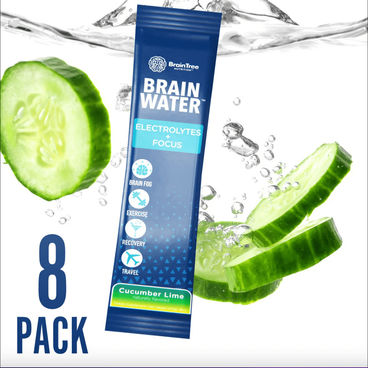 BrainTree Nutrition Brain Water Cucumber Lime Electrolytes