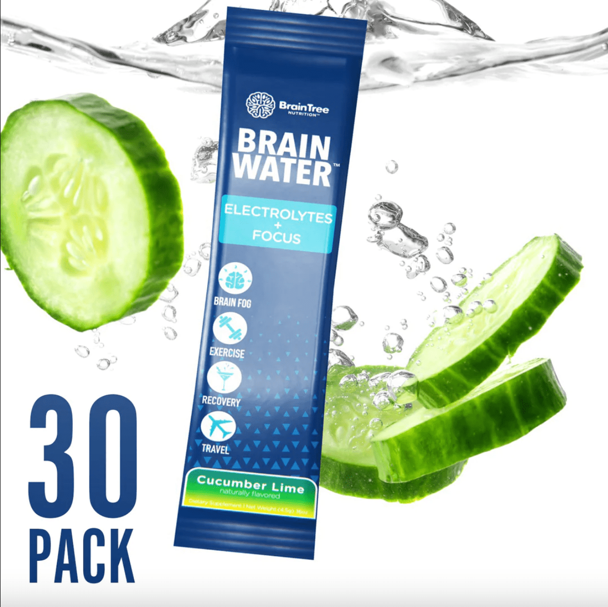 BrainTree Nutrition Brain Water Cucumber Lime Electrolytes