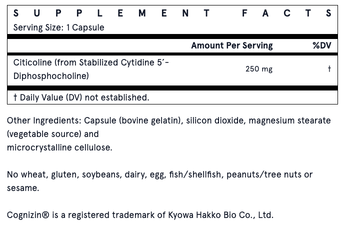 Jarrow Formulas Citicoline CDP Choline Capsules