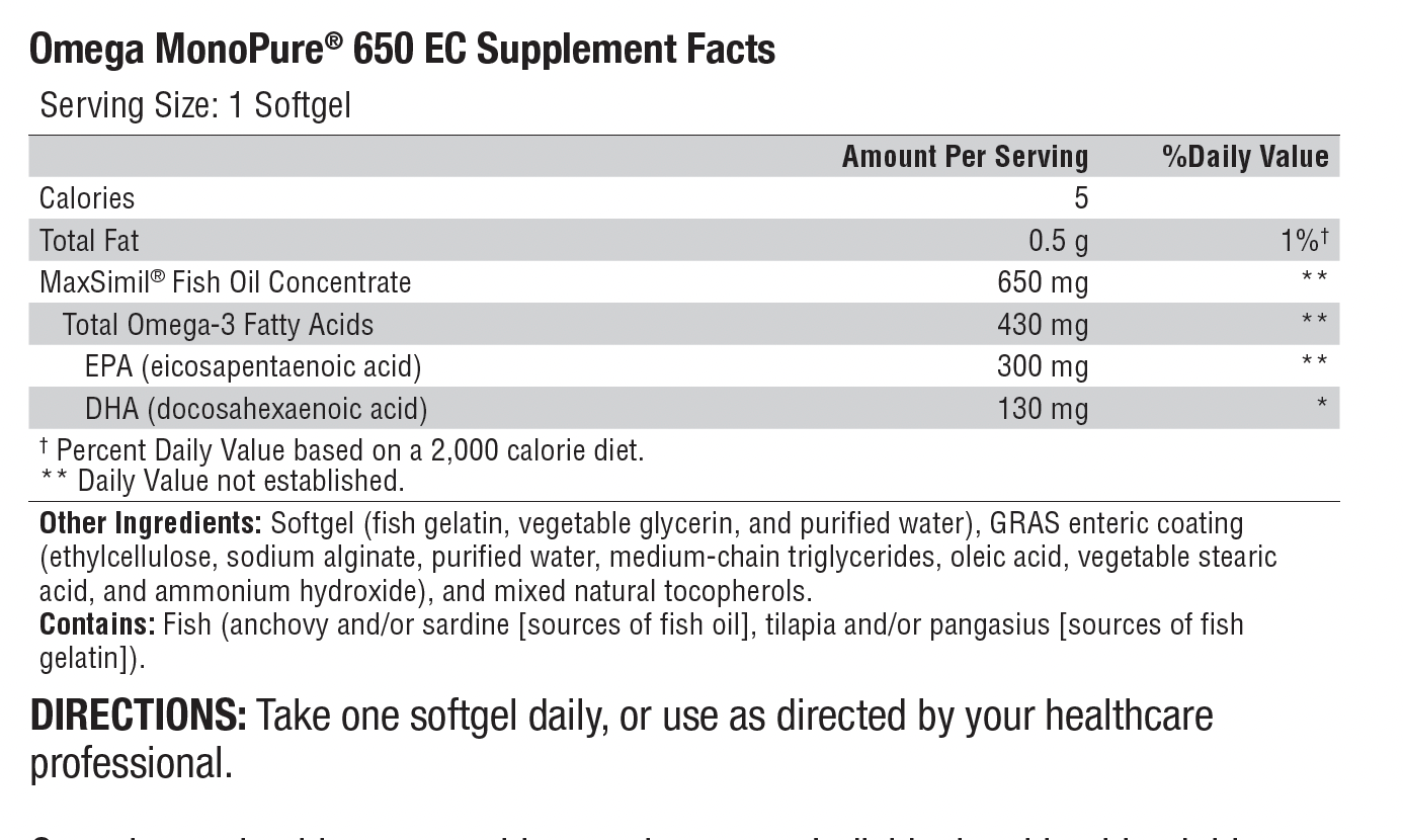 Xymogen Omega MonoPure® 650 EC Softgels 6