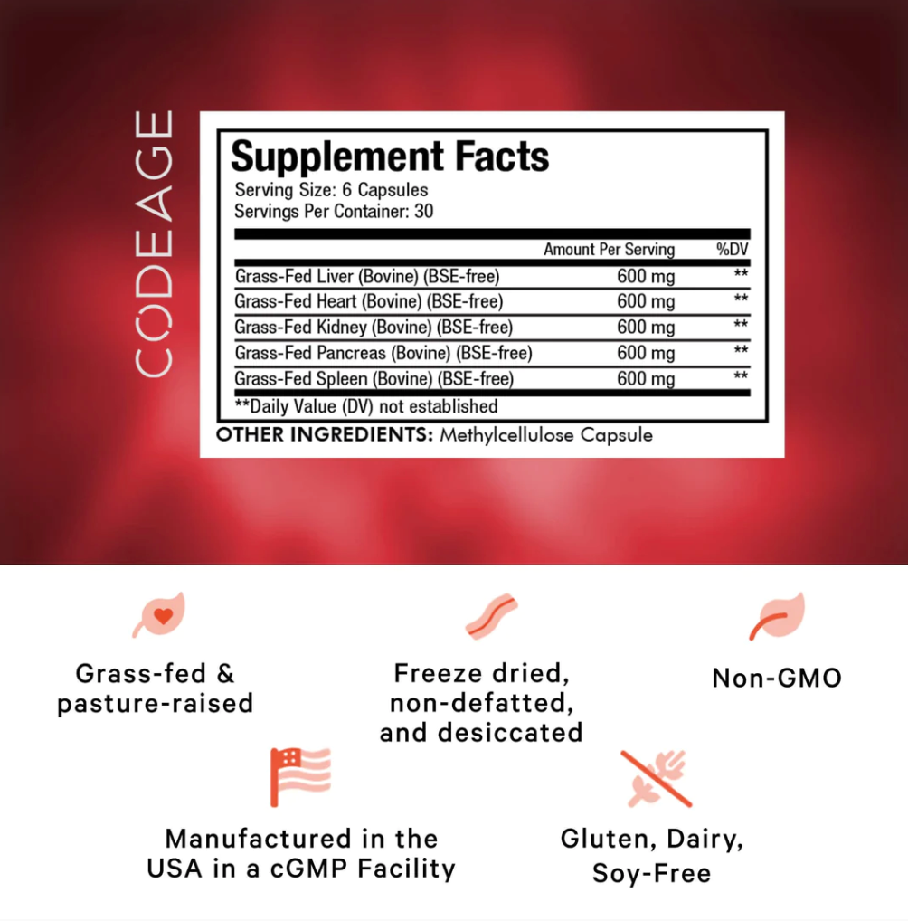 Codeage Beef Organs Capsules 4