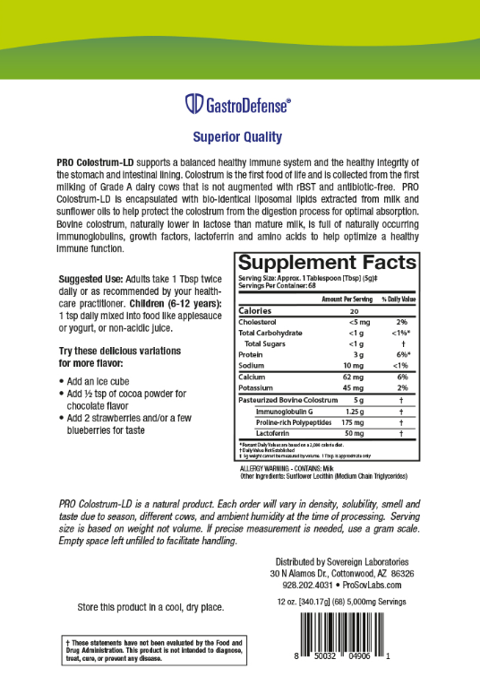 GastroDefense PRO Colostrum-LD Powder