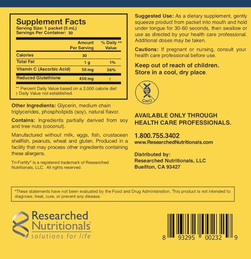 Researched Nutritionals Tri-Fortify Liposomal Glutathione Gel 5