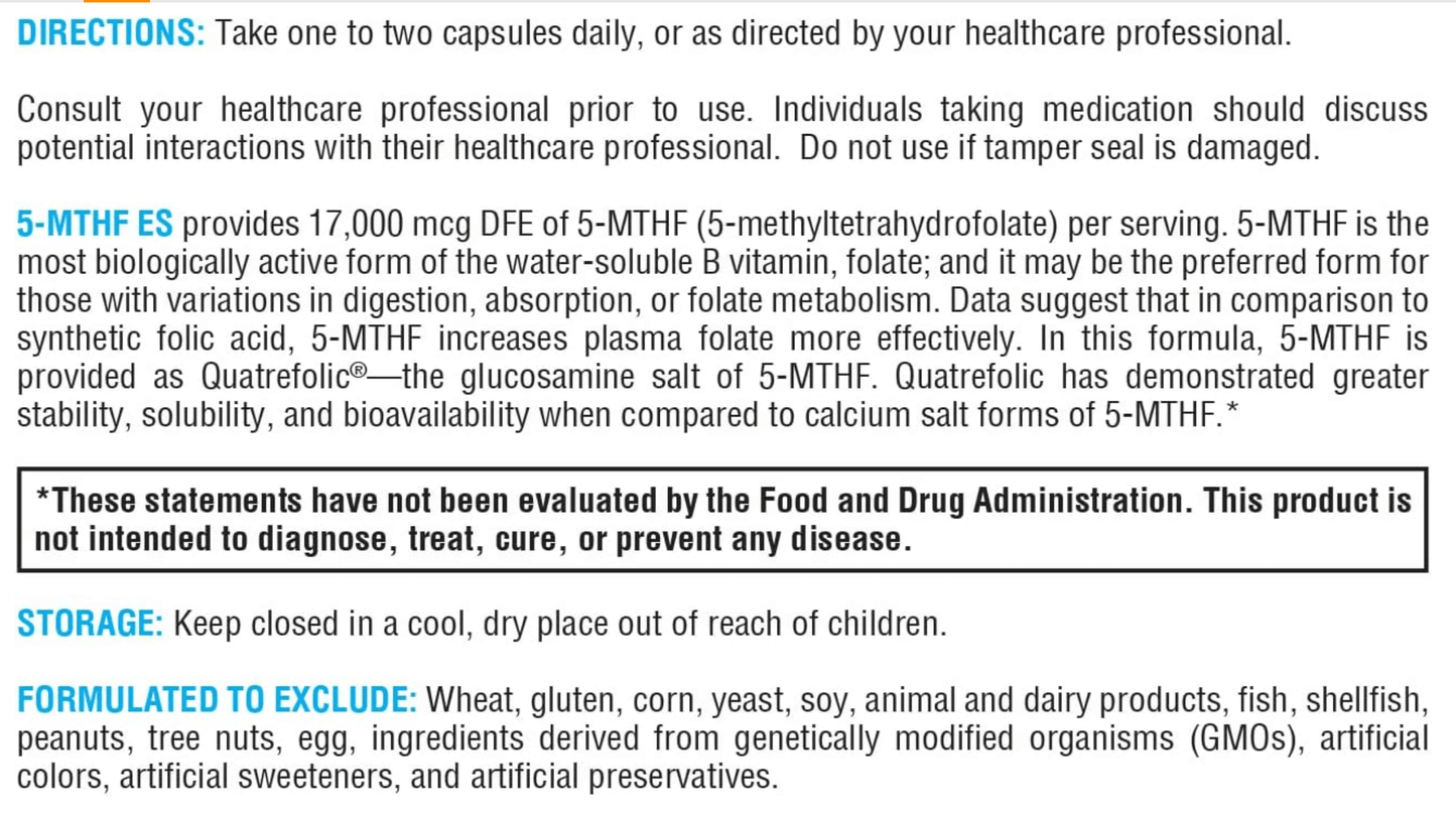 Xymogen 5-mthf ES capsules