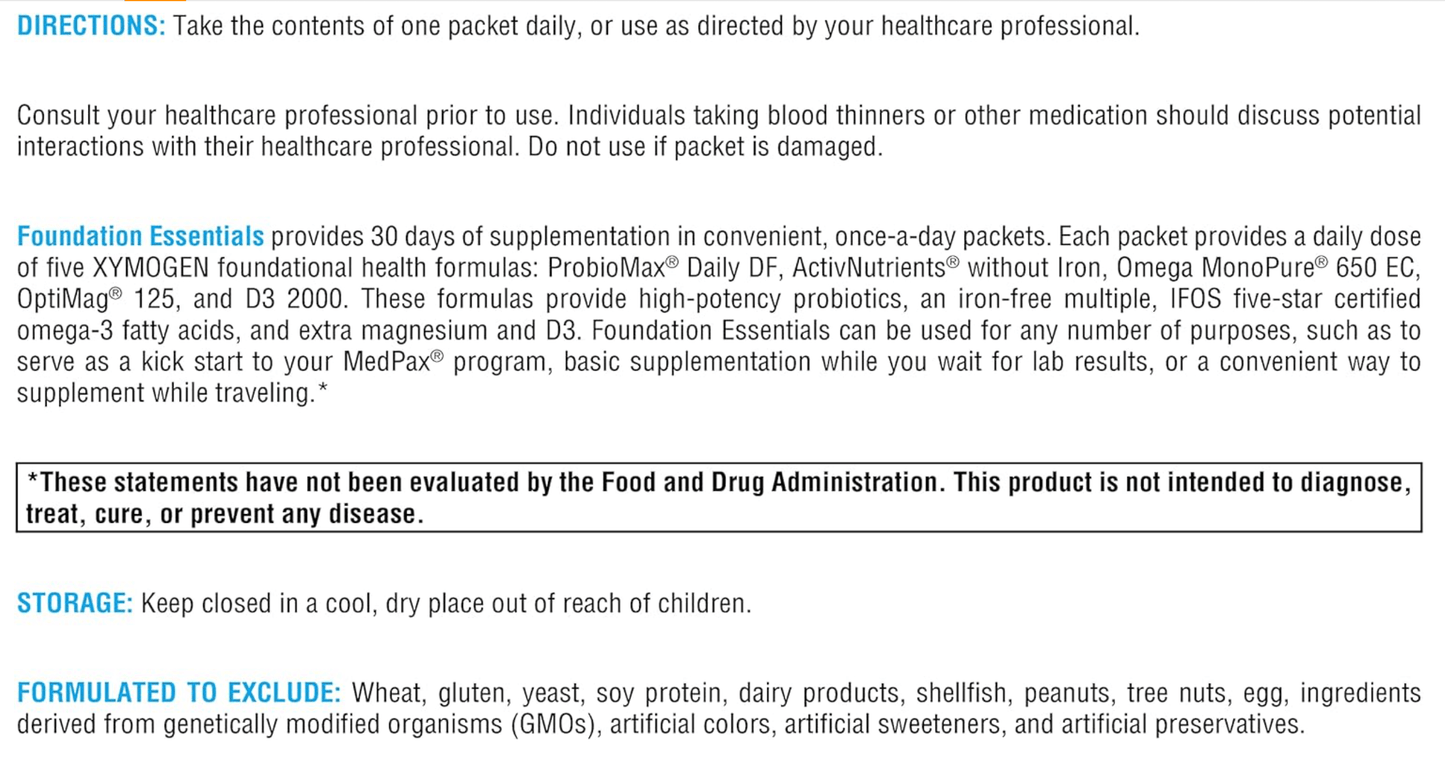 Xymogen Foundation Essentials Packets