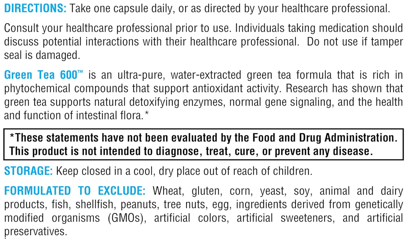 Xymogen Green Tea 600 Capsules