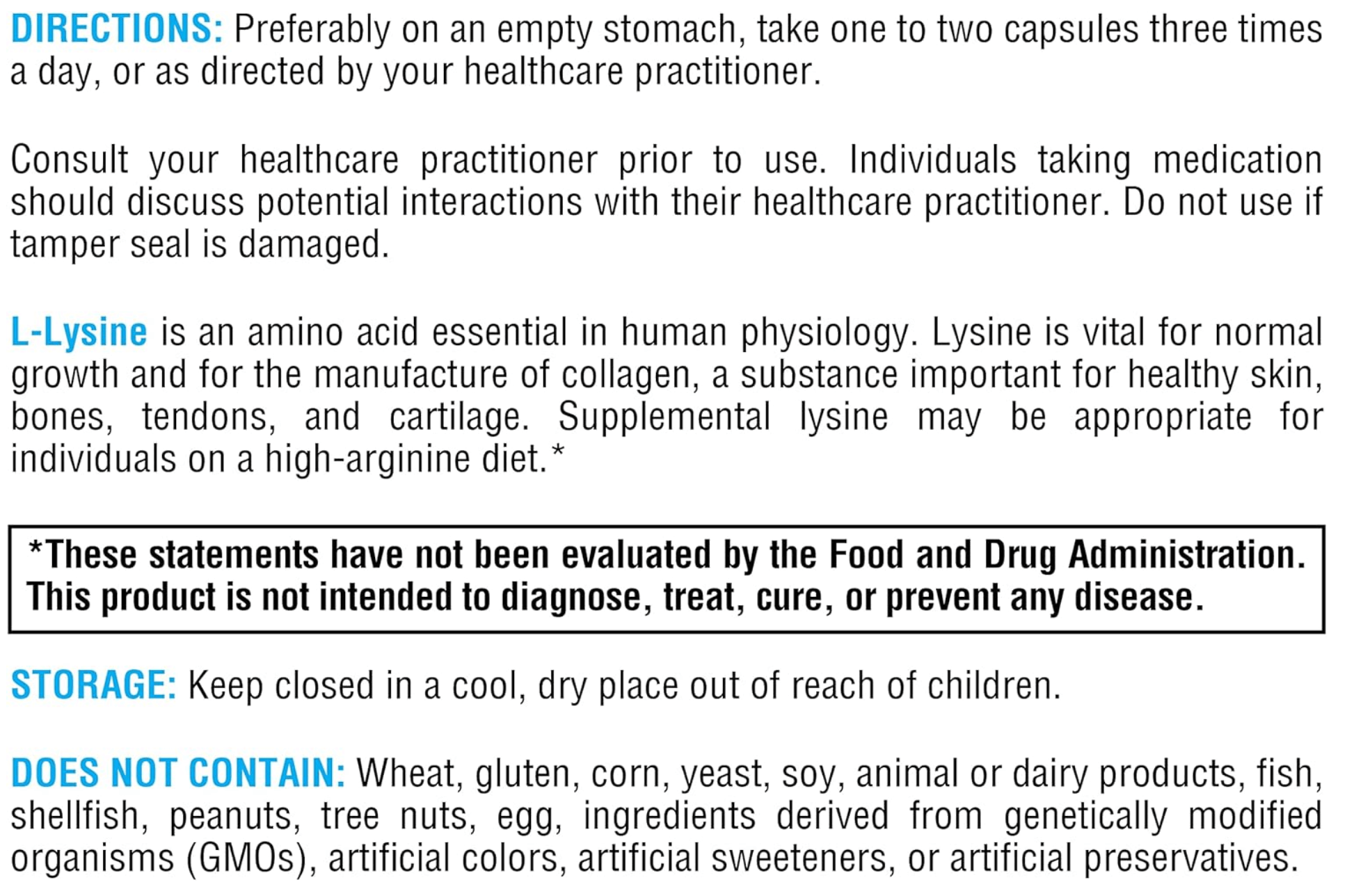 Xymogen L-Lysine Capsules