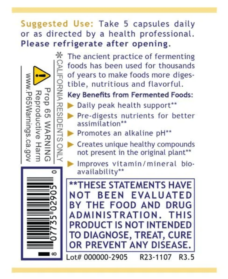 Premier Research Labs Probiotic Fermented Greens Capsules