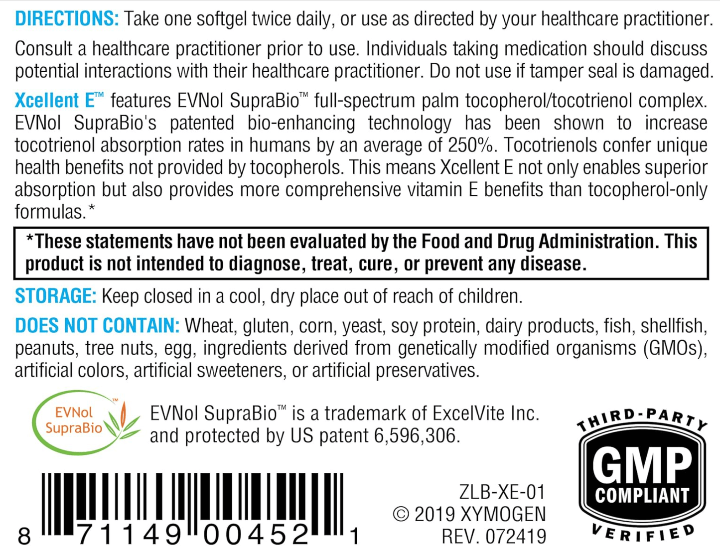 Xymogen Xcellent E SOftgels