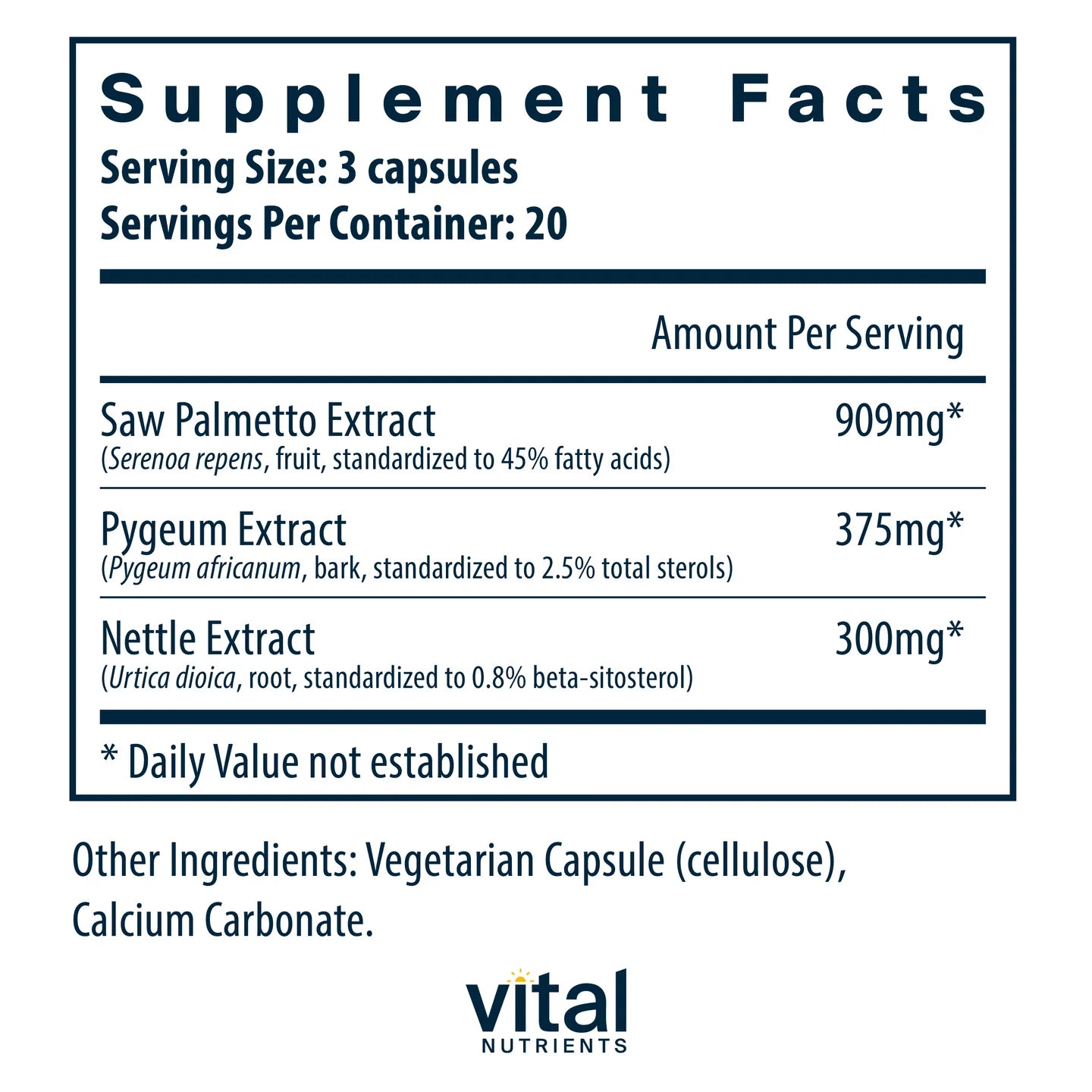 Vital Nutrients Saw Palmetto Pygeum Nettle Root Capsules 5