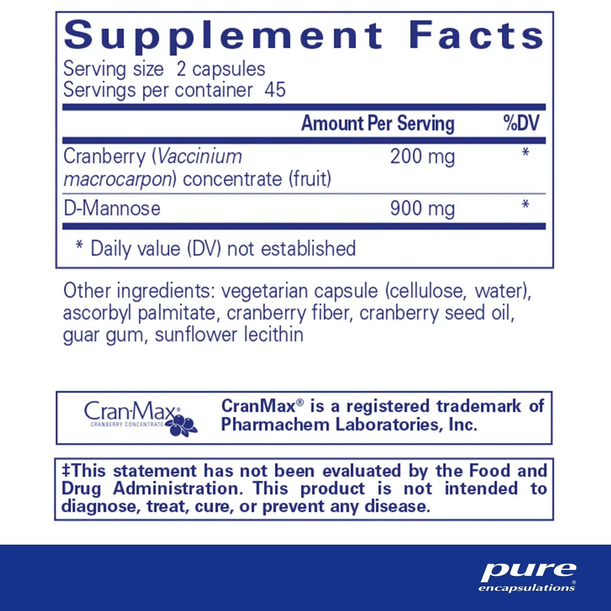 Pure Encapsulations Cranberry/D-Mannose Capsules 5