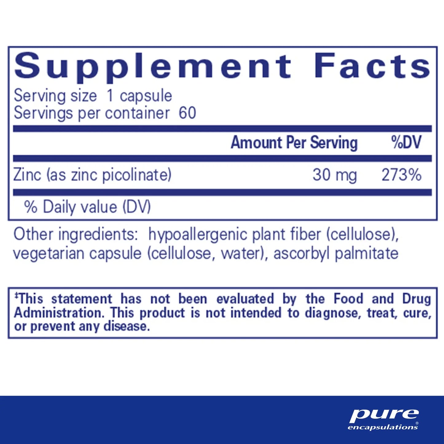 Pure Encapsulations Zinc 30 capsules