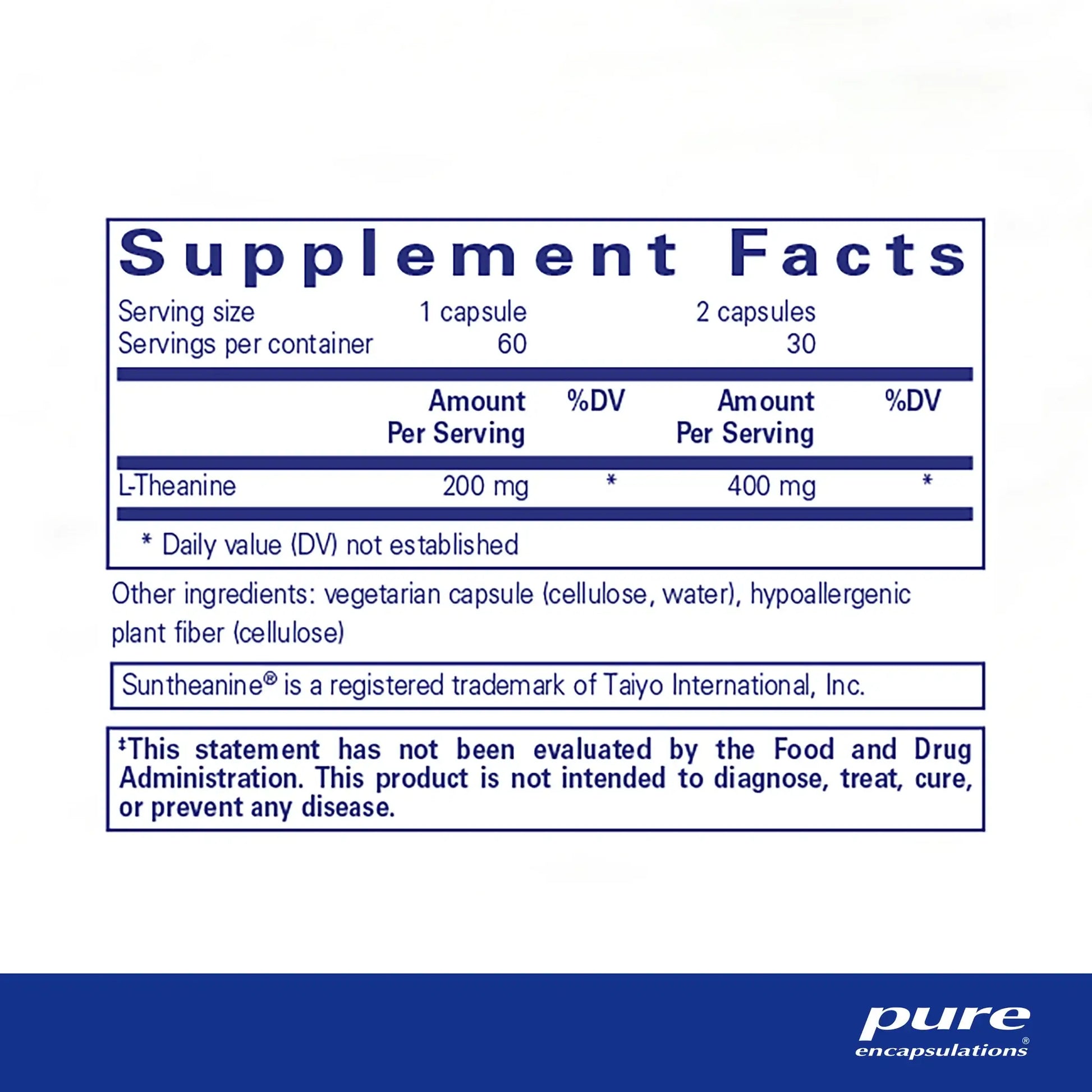 Pure Encapsulations L-Theanine Capsules