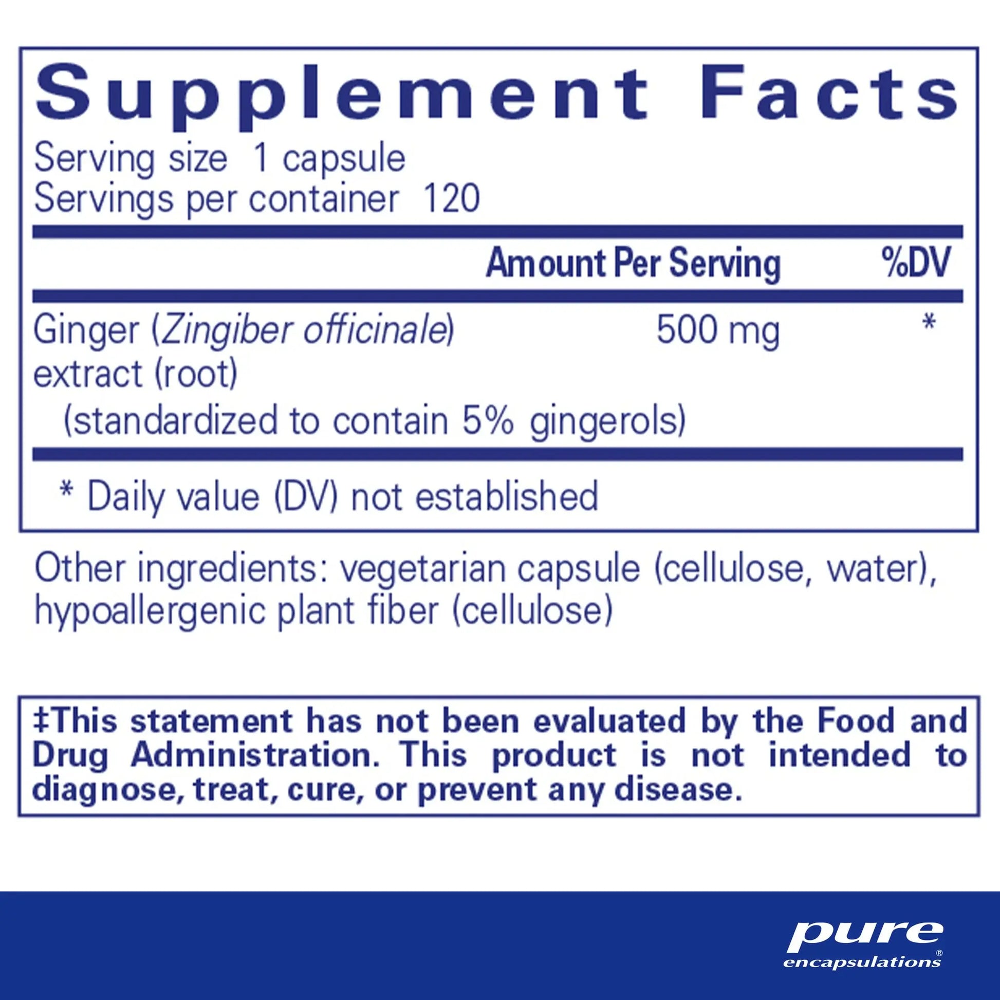 Pure Encapsulations Ginger Extract Capsules