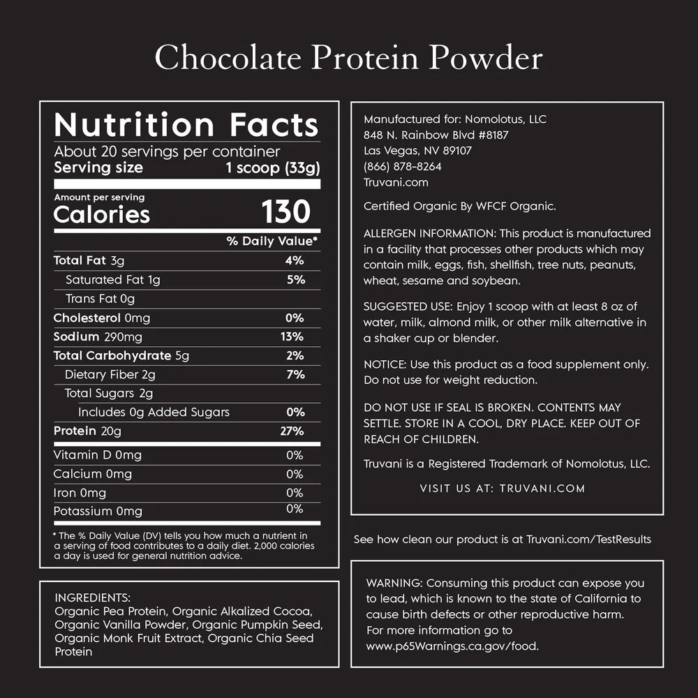 Truvani Plant Based Protein Powder - Chocolate