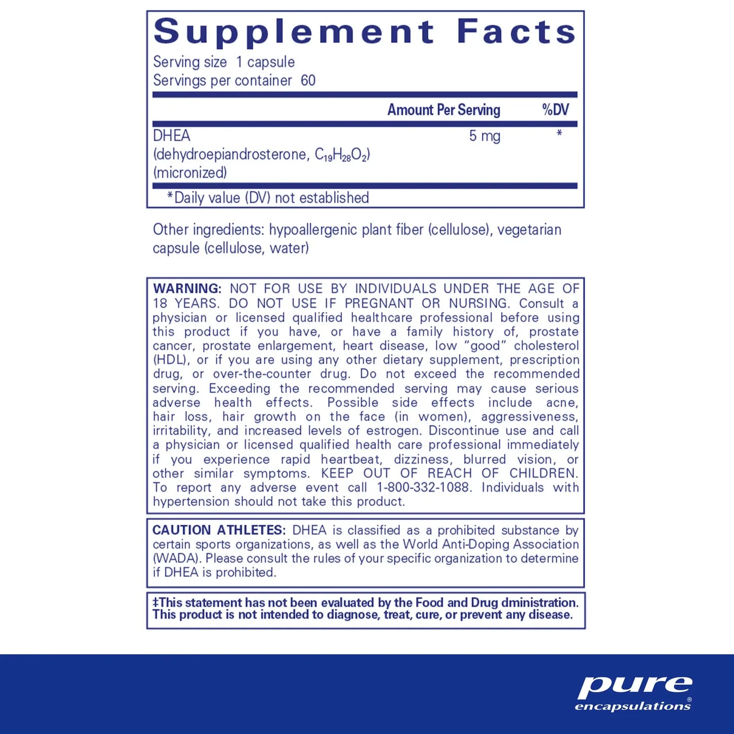 Pure Encapsulations Dhea 5mg Capsules 4