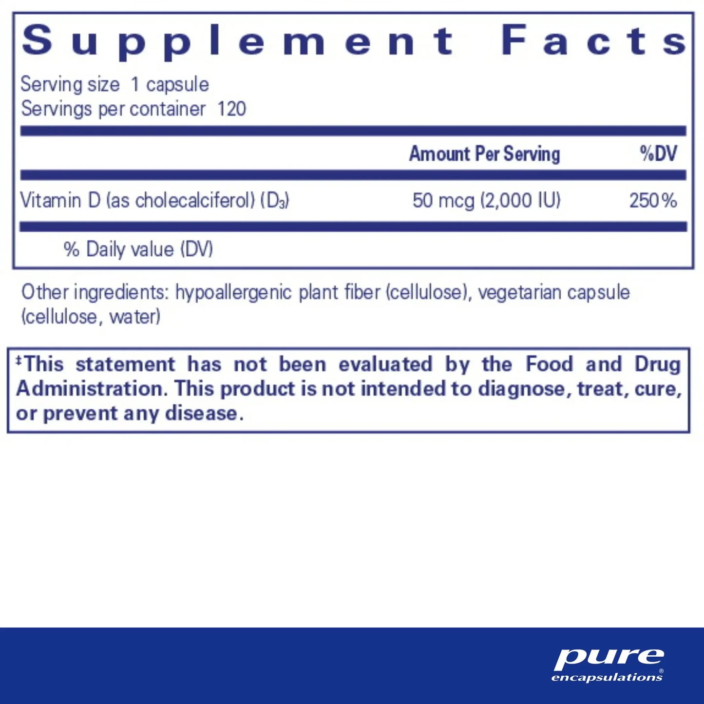 Pure Encapsulations Vitamin D3 Vegan Capsules