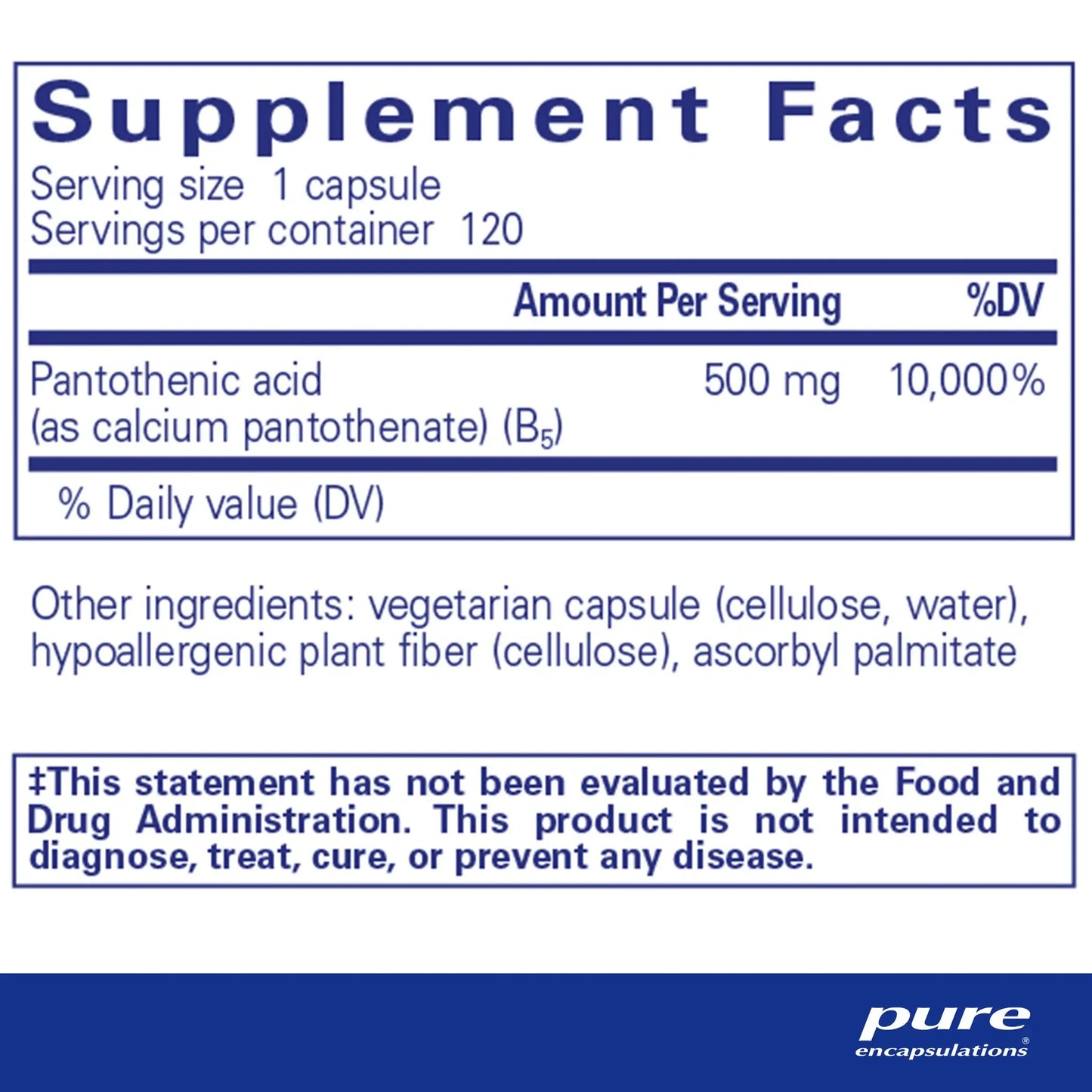 Pure Encapsulations Pantothenic Acid Capsules